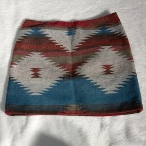 American Eagle Outfitters Aztec Mini Skirt - Burgundy , Blue, Brown